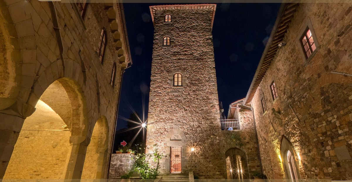 二楼中世纪塔楼。 佛罗伦萨15公里。55平方米。