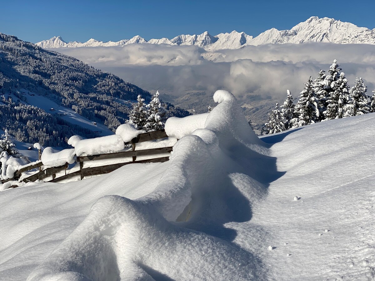 位于蒂罗尔州的Urige Almhütte （ Aste ） ，位于山中