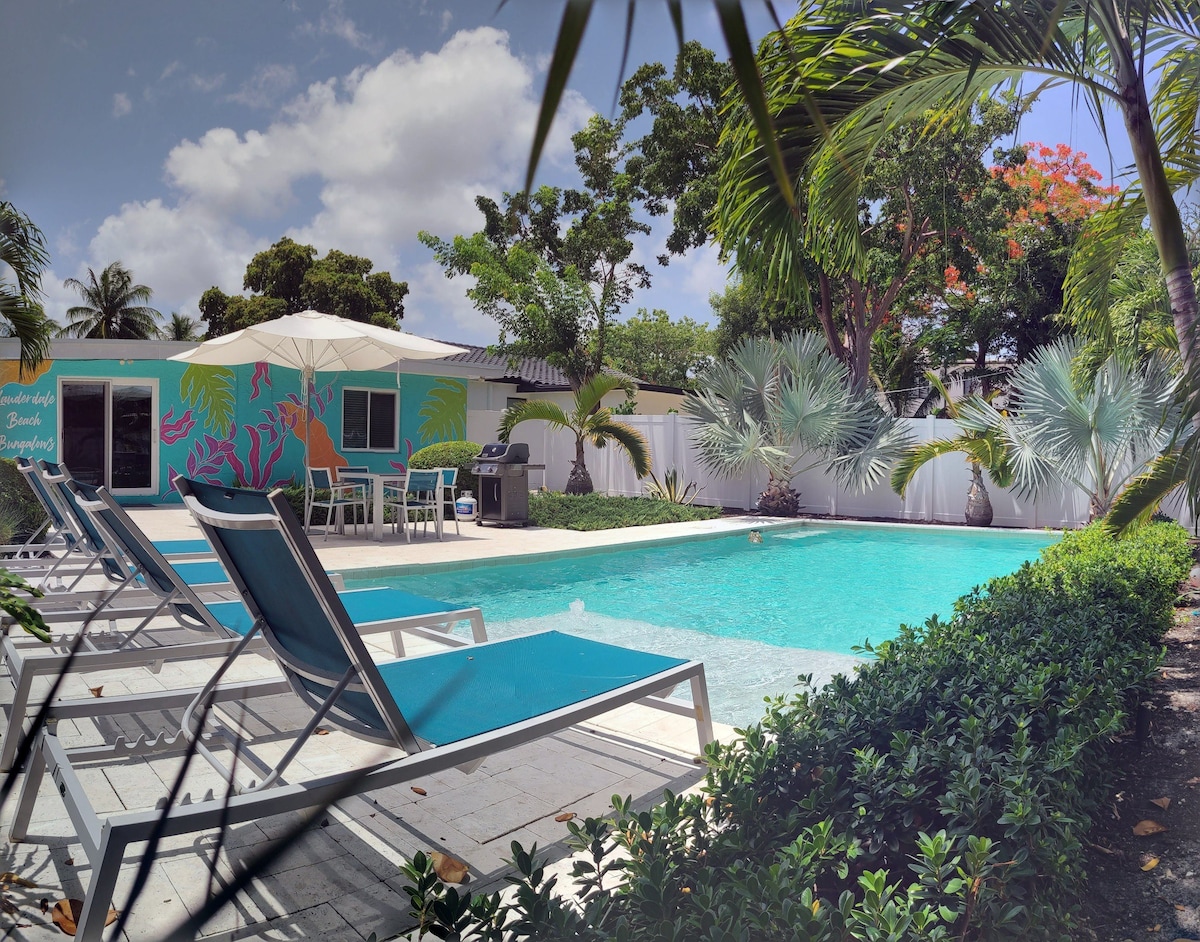 劳德代尔堡（ Fort Lauderdale ）❤️的蓝色泳池别墅（ Bungalow Blue Pool House ） ！