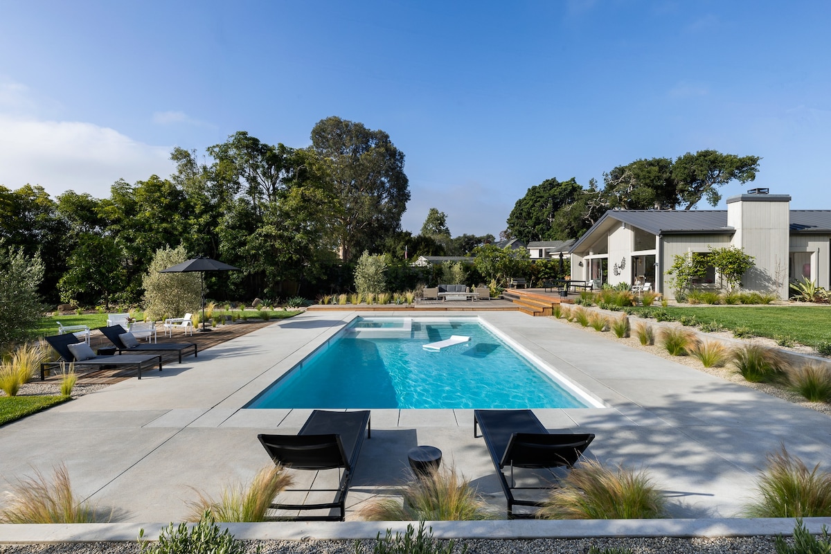 Montecito现代风格，带泳池。靠近餐厅和海滩
