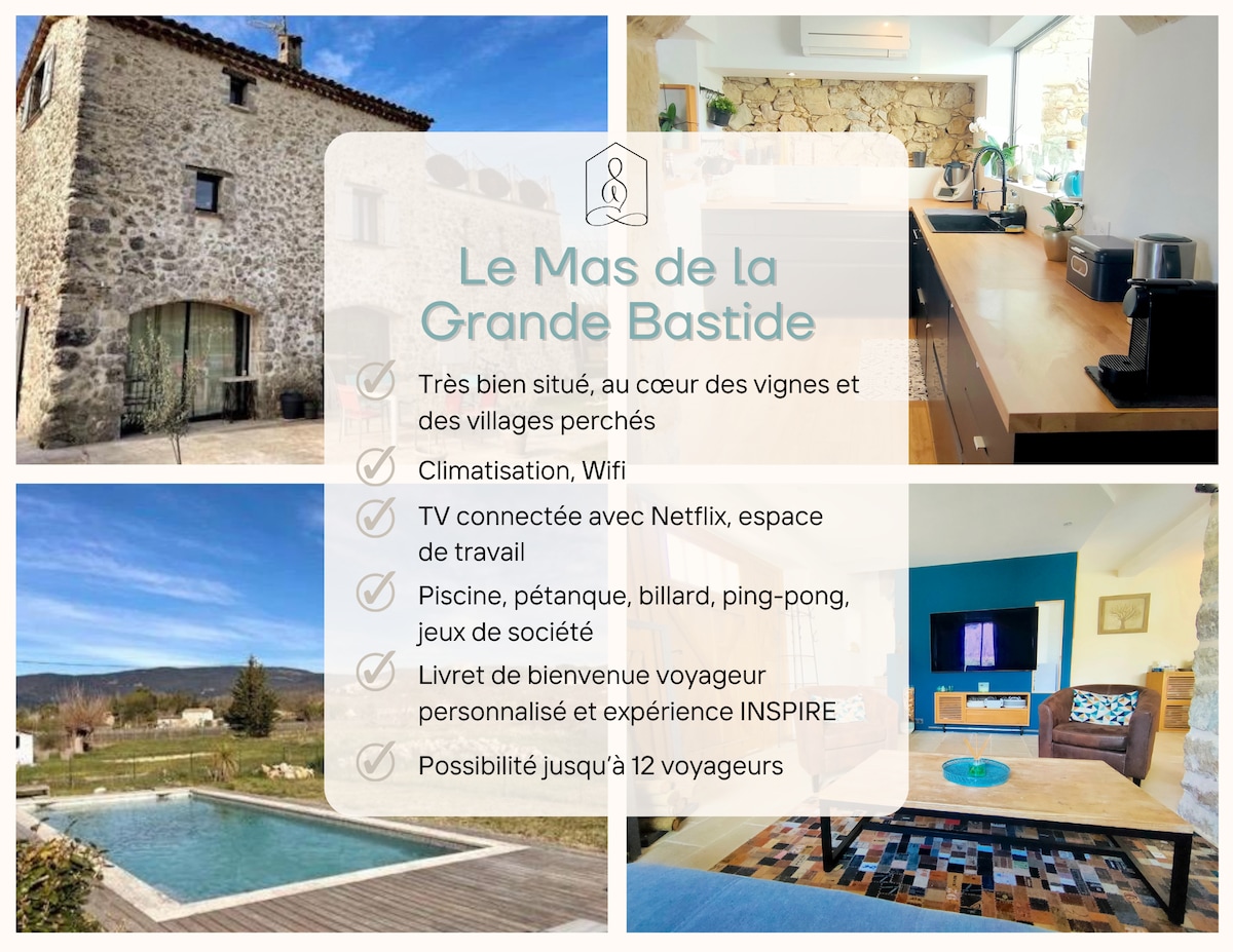 Mas de la Grande Bastide, piscine, vue panoramique