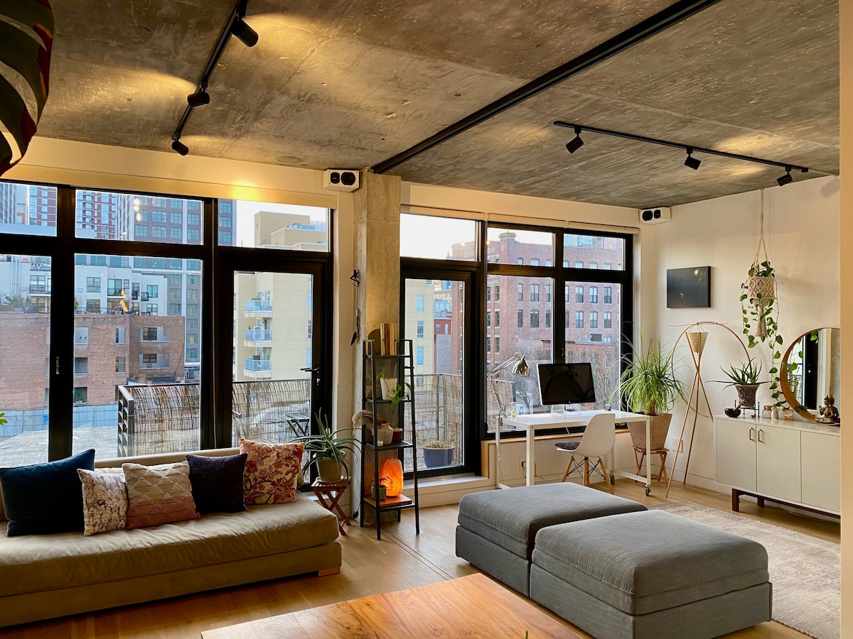 带户外空间和景观的Dumbo顶层公寓Loft