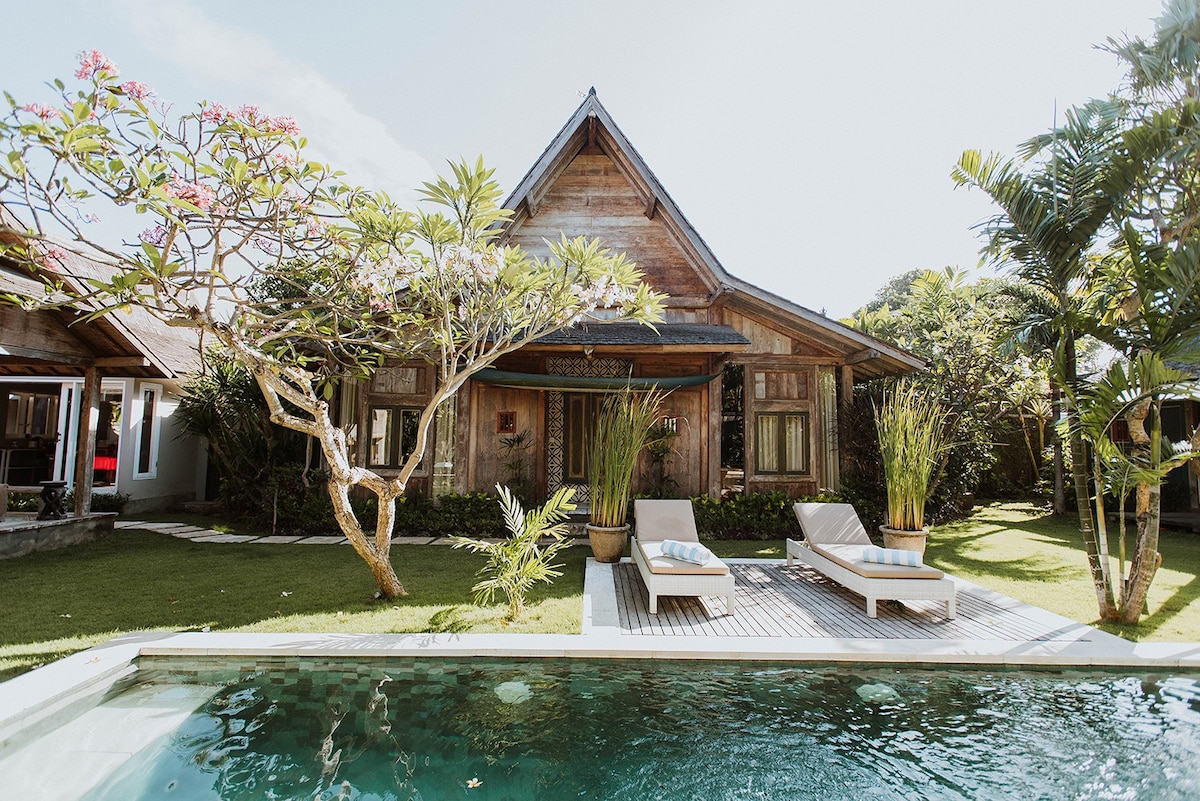 爪哇爪哇式别墅、热带花园和泳池