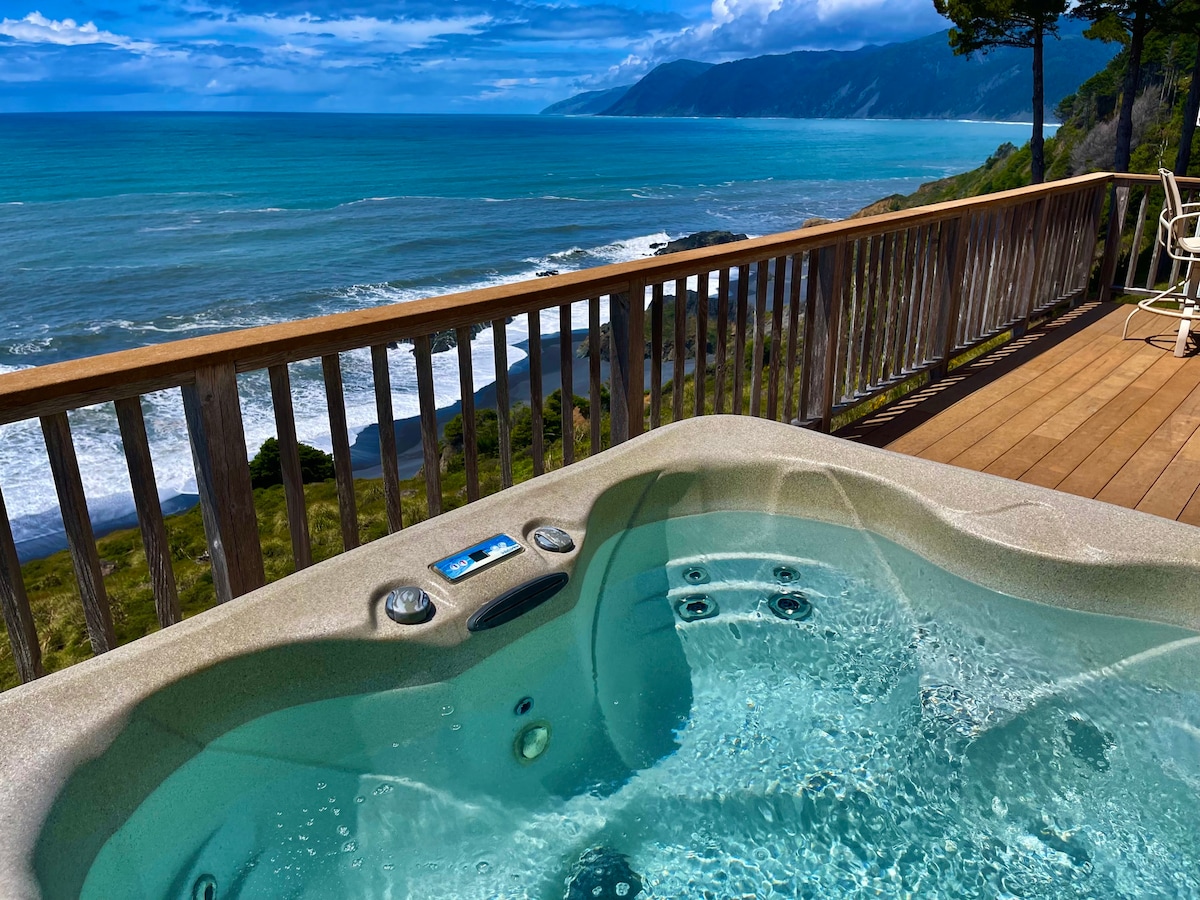 壮观的海景！私人热水浴缸！海滨！