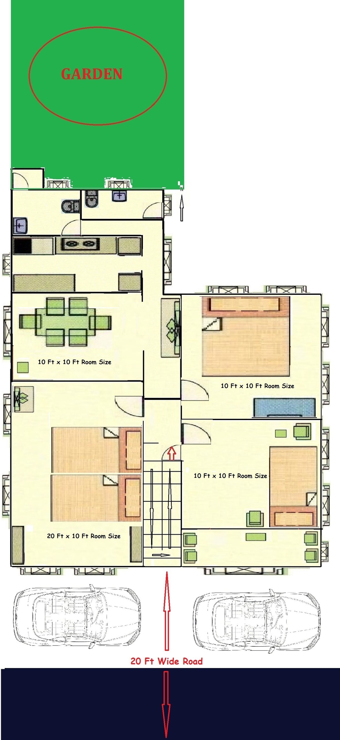 Tintin-AC 3BHK最多5位房客@ 1楼，带露台