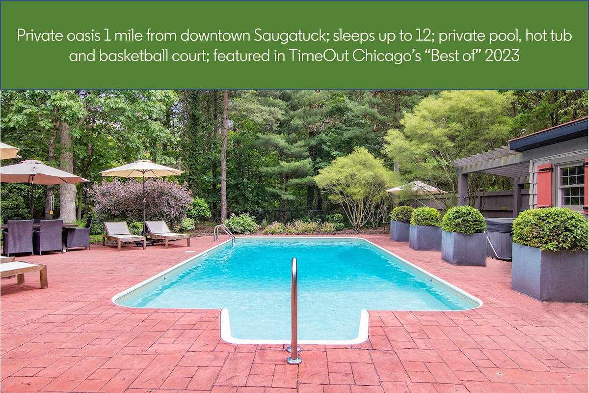 # Saugatuck Lodge ，带独立温水泳池和热水浴缸 🛶