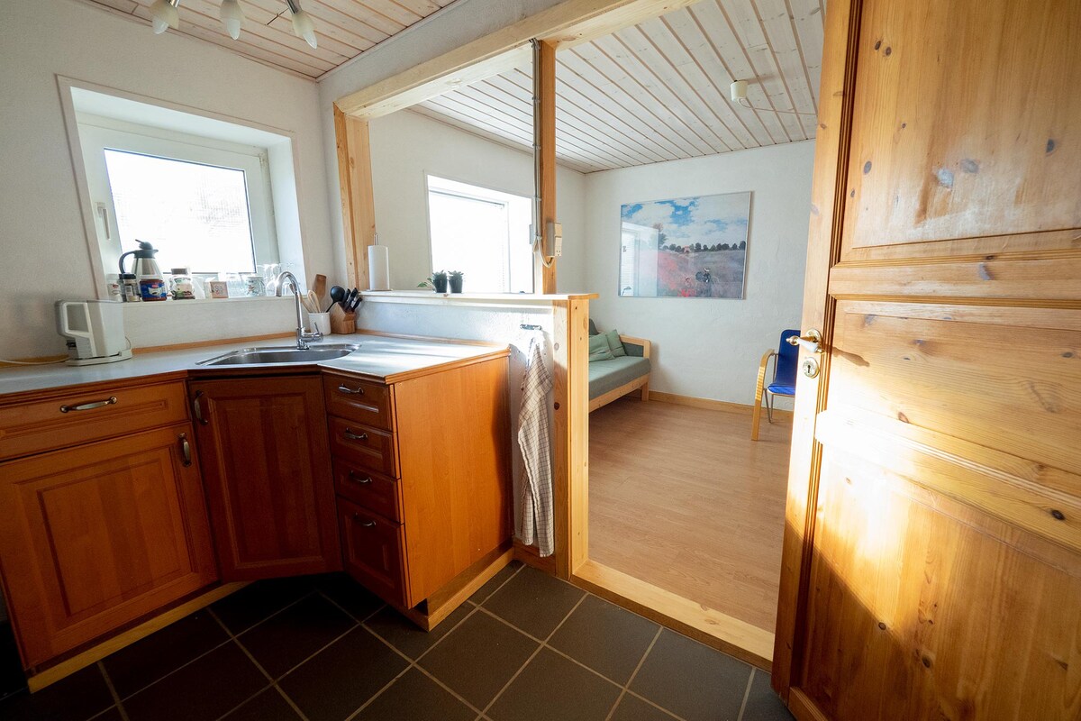 Værelse 23 m2 med eget bad og the-køkken.