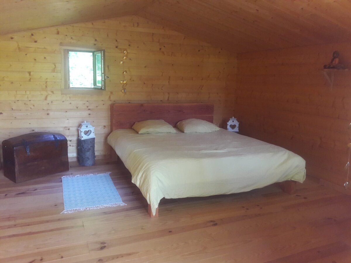 小木屋房间，带Bugarach Peak Peak景观小木屋房间