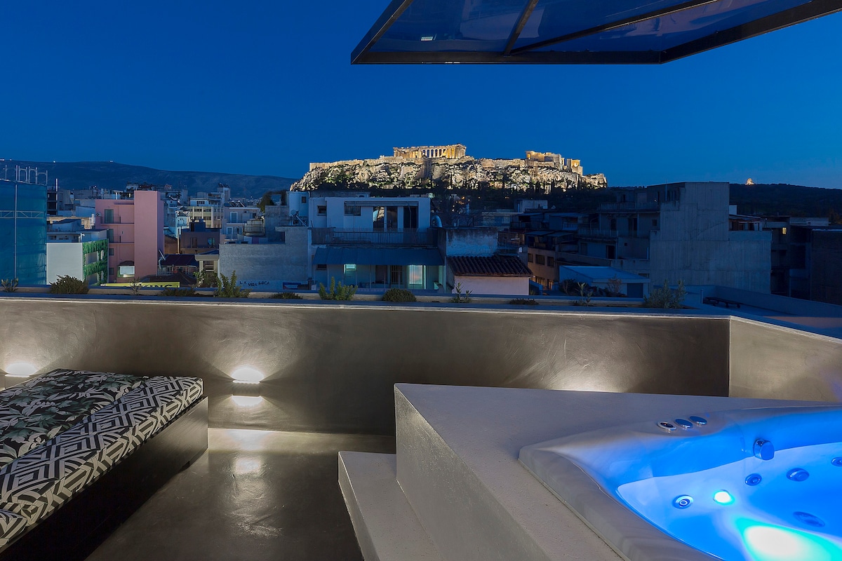 雅典卫城景观按摩浴缸公寓-Athenian Lofts