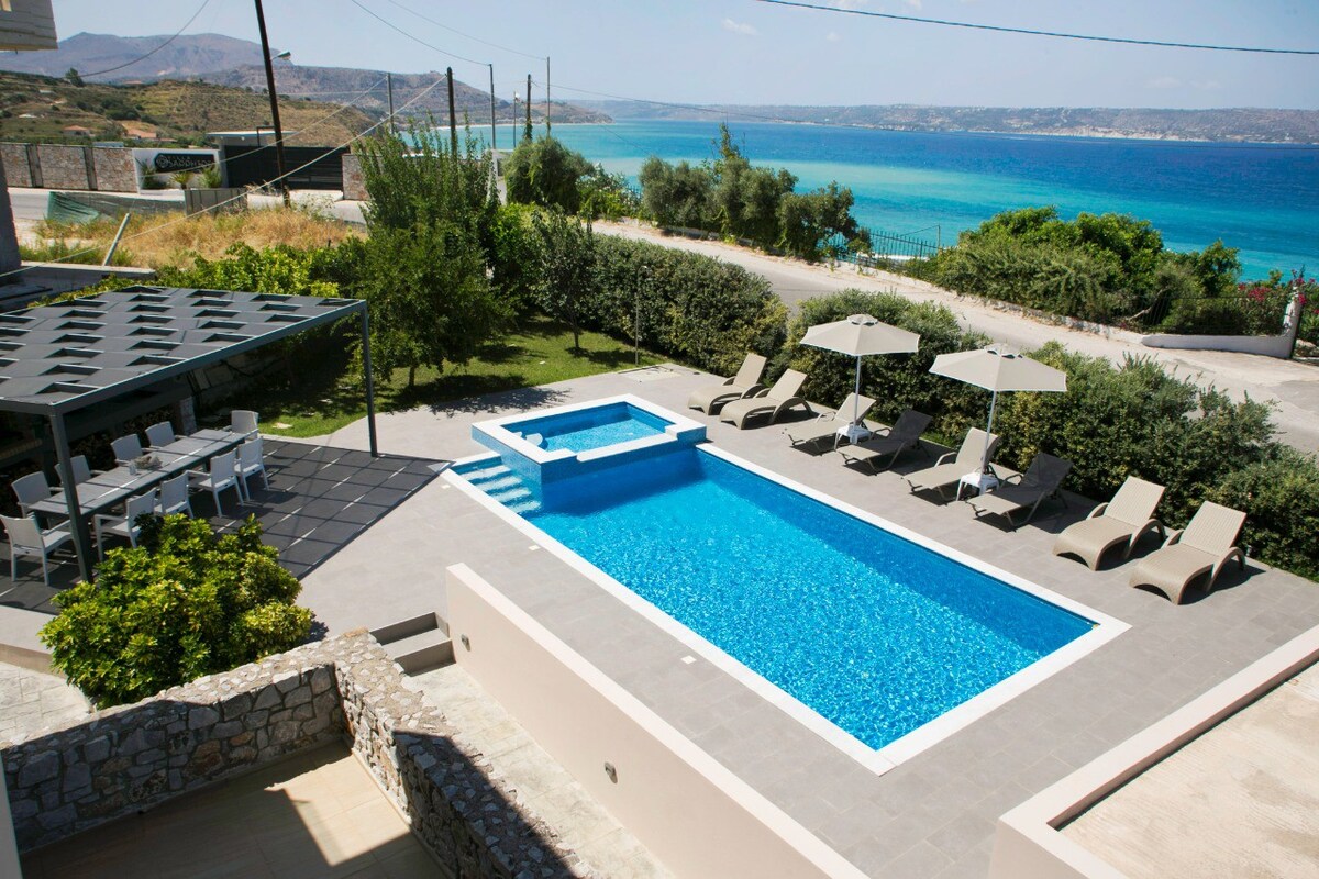 雅典娜别墅，私人泳池-全景海景.. ！ ！