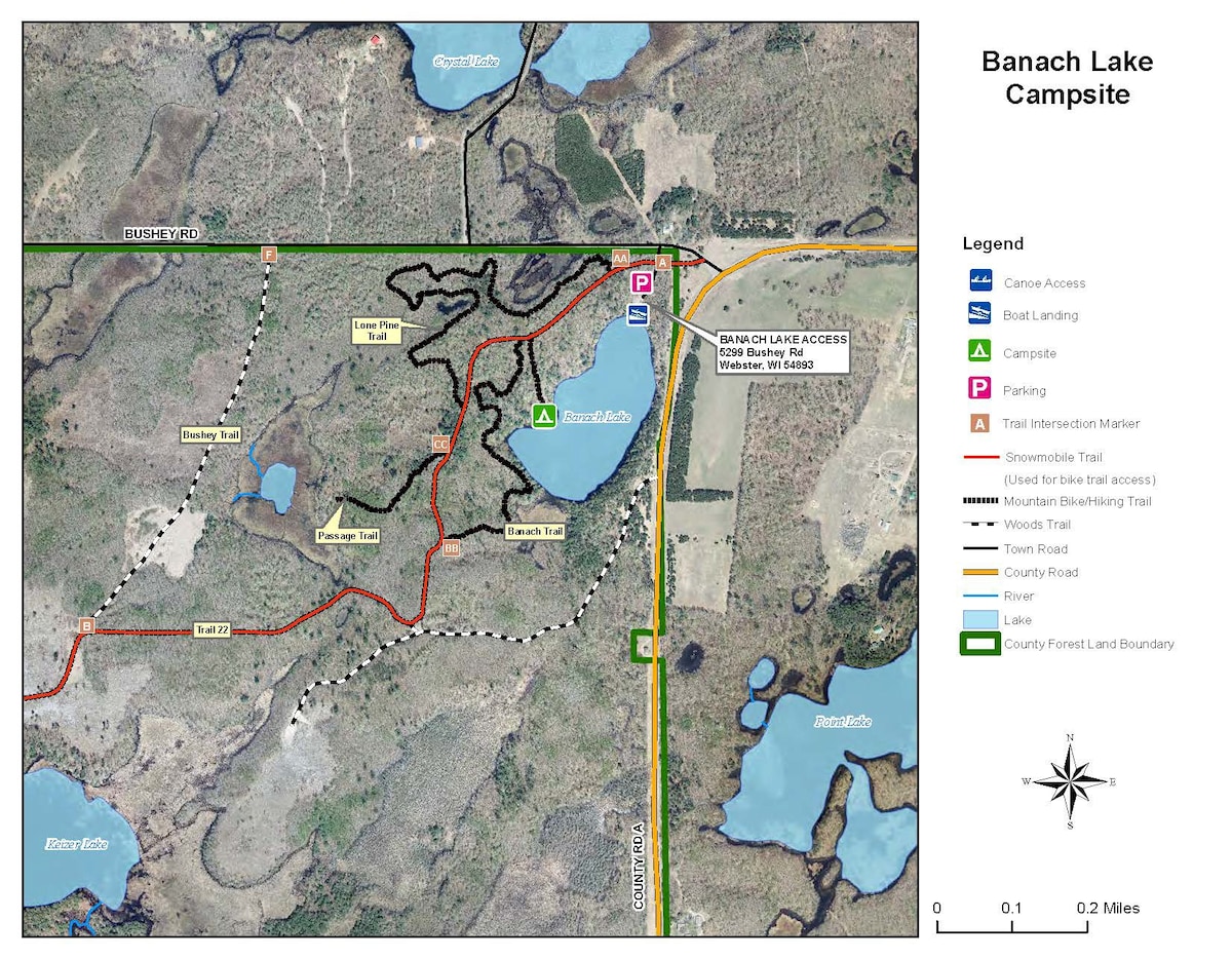 Burnett County Forest上的Banach Lake Campsite