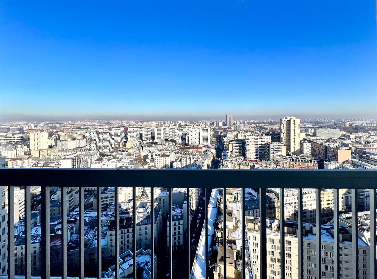 Charme au 27e étage avec Terrasse et Vue sur Paris