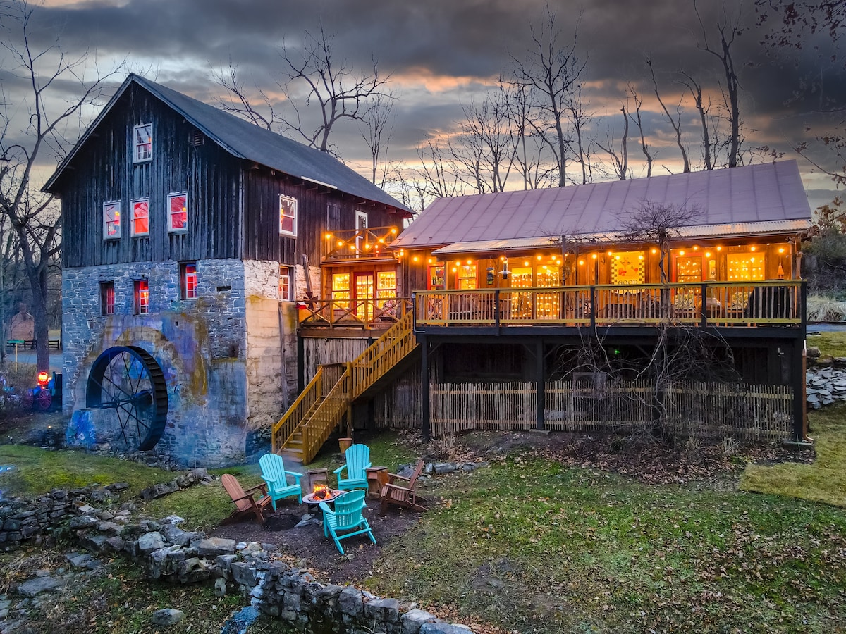 Grist Mill Cabin -热水池！水轮！小溪！