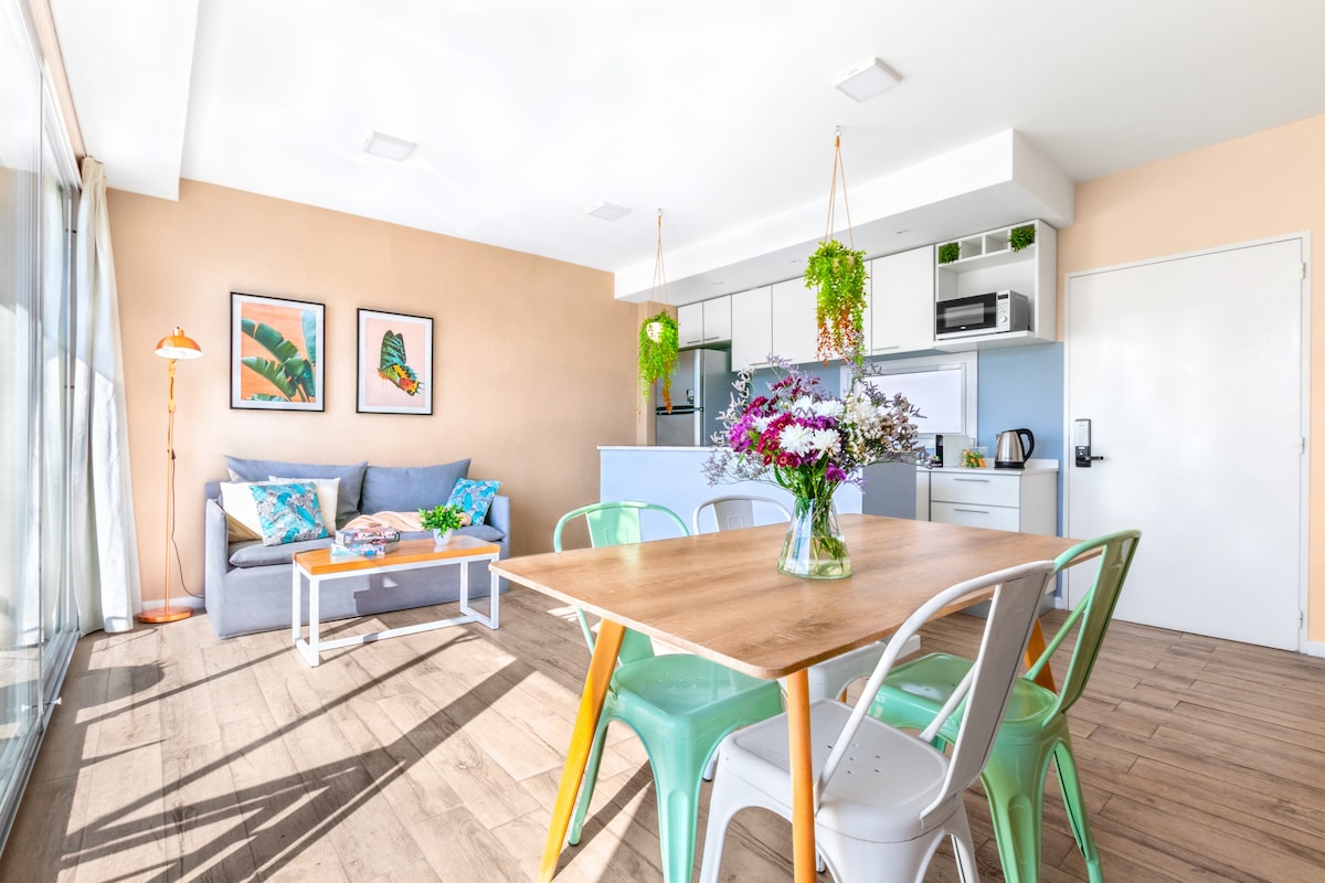 巴勒莫现代阳光明媚的1卧室公寓|美食店位置！