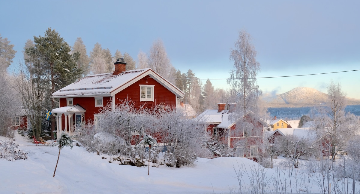 位于Järvsöbacken旁边的温馨房屋，靠近村庄