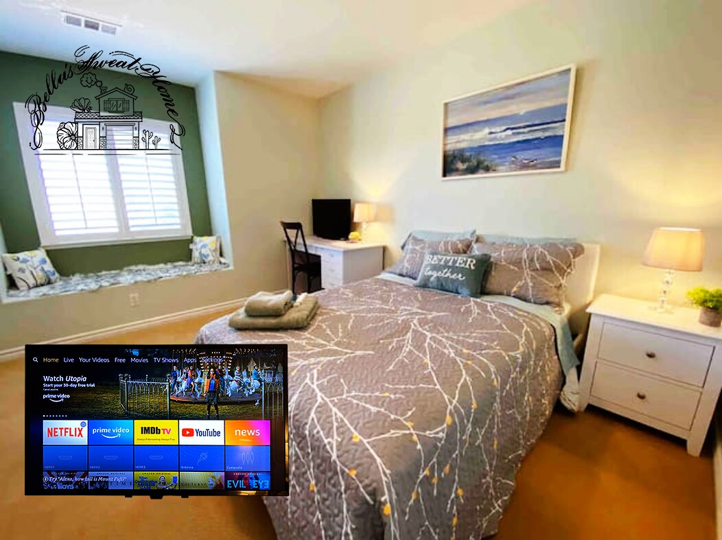 Clean,Cozy,Stylish,Quiet,Smart TV,Bedroom 30 days