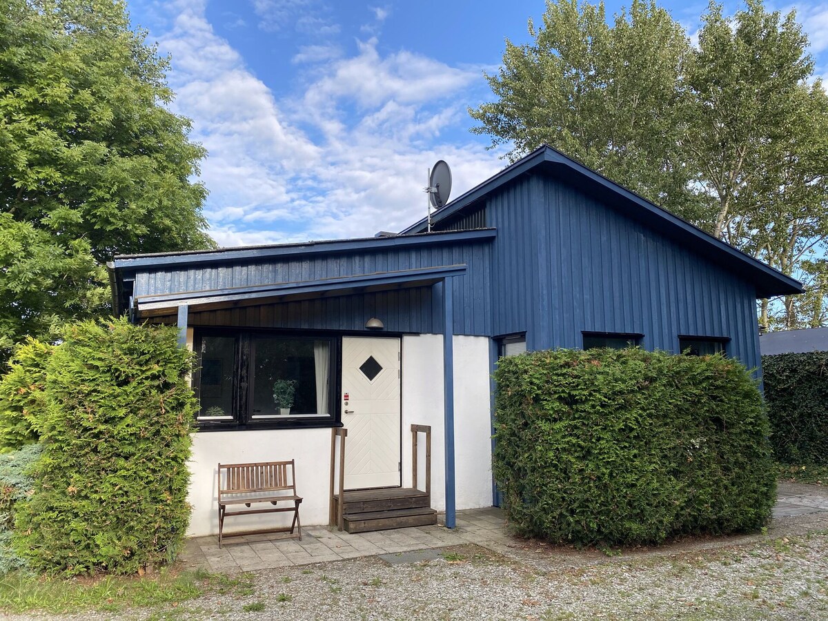 迷人的蓝色房屋，位于瑞典南部的自然风光