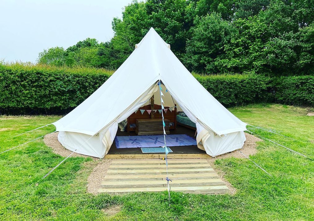 Bell tent in peaceful surroundings