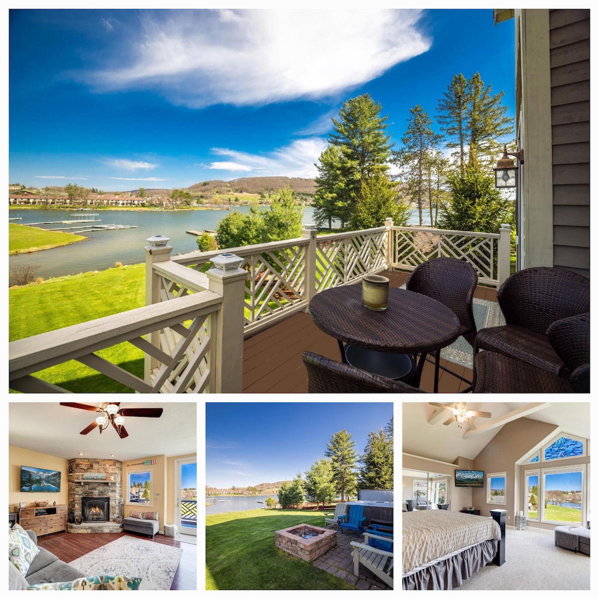 Lake Front Home w/ Hot Tub & Firepit, walk to Wisp