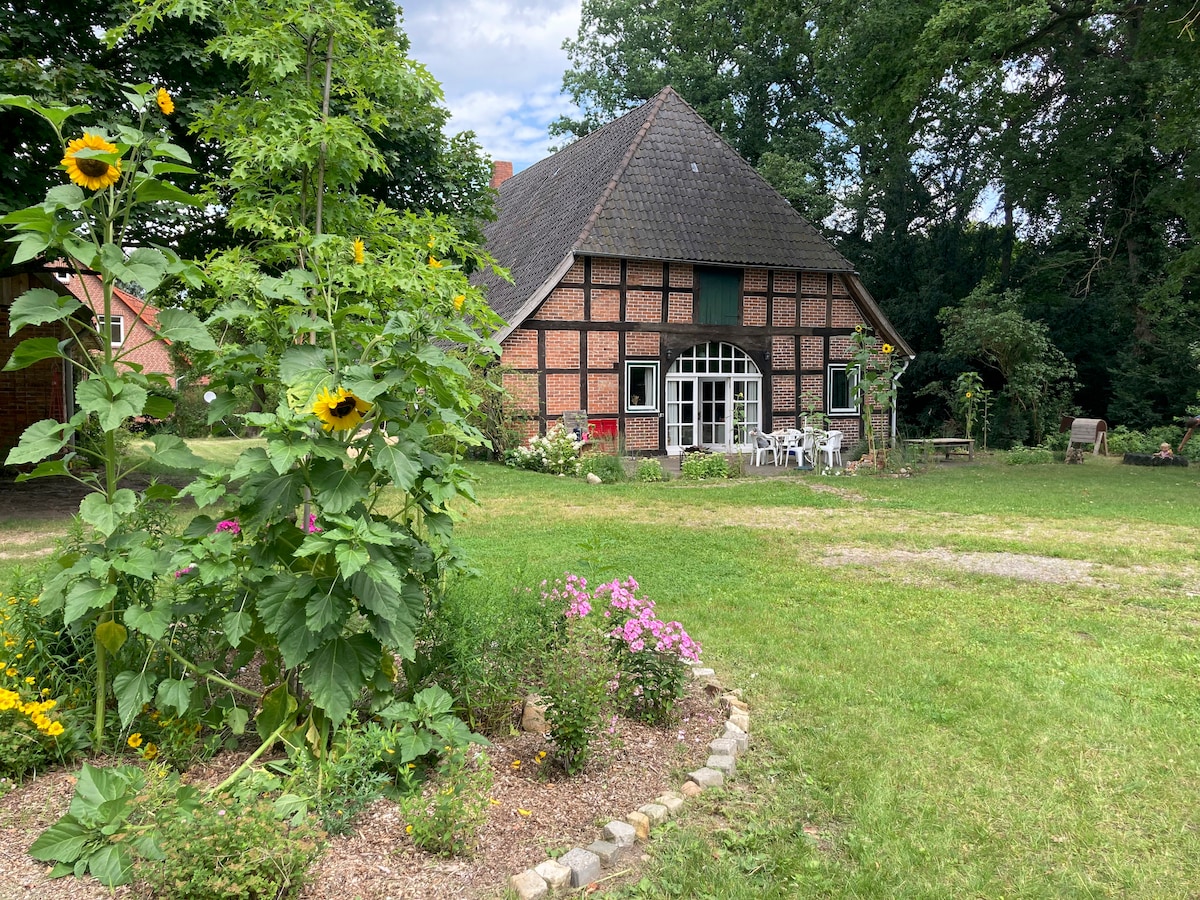 Bauernhaus auf grünem Resthof mit Sauna