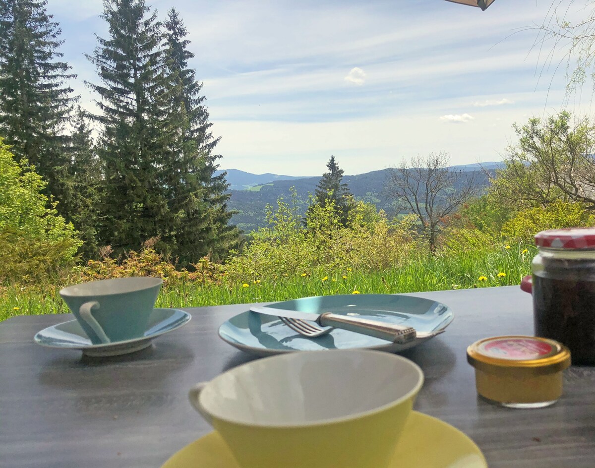 Villa auf 1050m Natur, Gartensuite mit Fernsicht