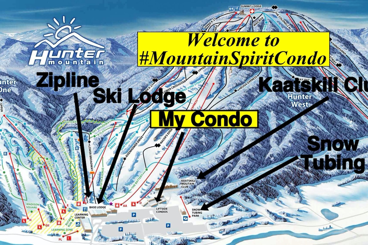 薄荷*舒适的滑雪场在猎人山公寓（ Hunter Mt Condo ） ，带壁炉