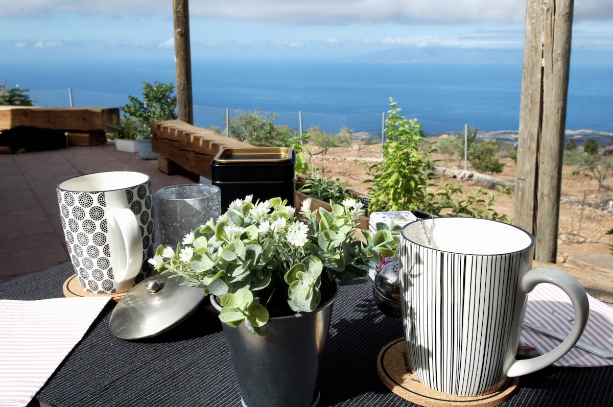 特内里费岛南部带烧烤架的海景小屋