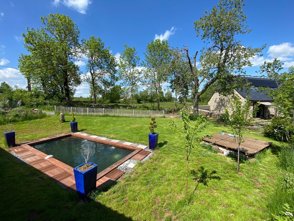 经过翻修的农舍，配有普莱泽泳池（ Cantal ）