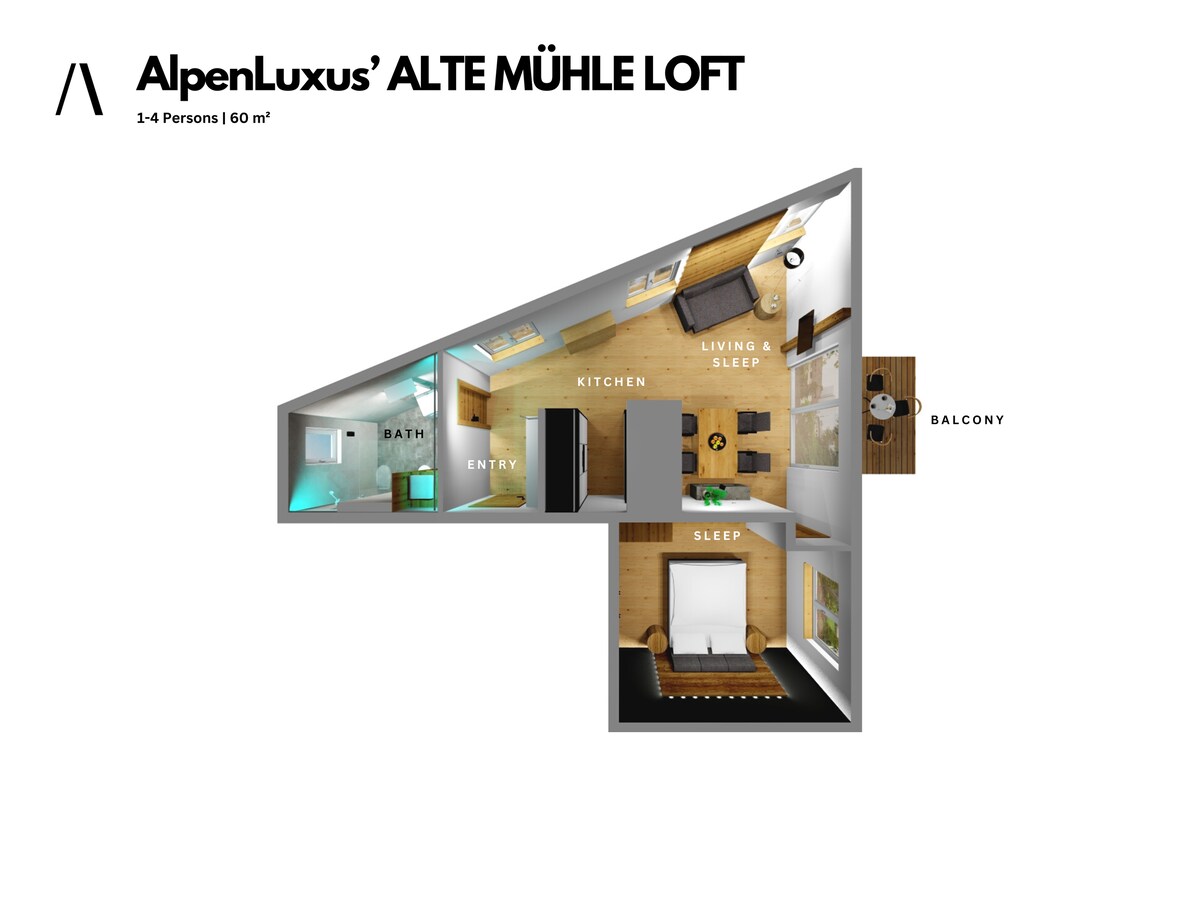 AlpenLuxus® Alte Mühle with balcony & car park