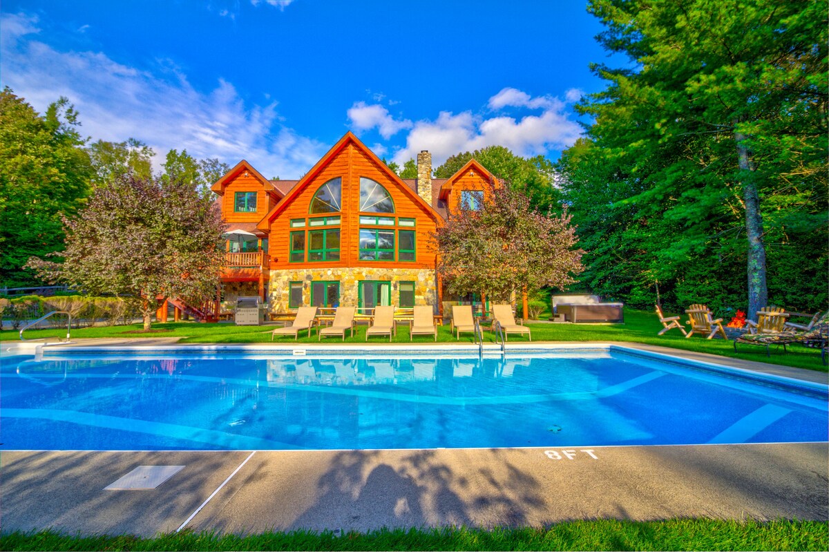 最豪华的原木庄园-10卧室、游泳池、热水浴缸。