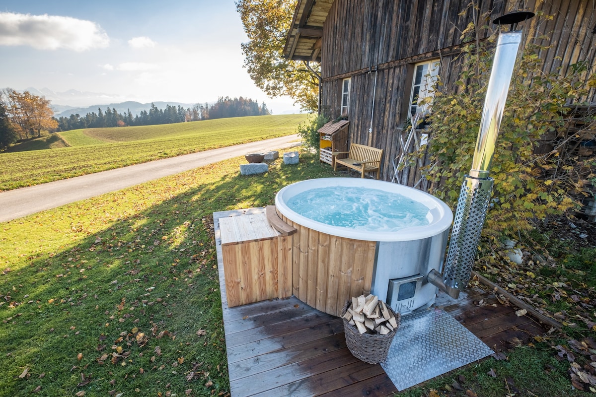 漂流和热水浴缸，可欣赏到阿尔卑斯山脉的美景