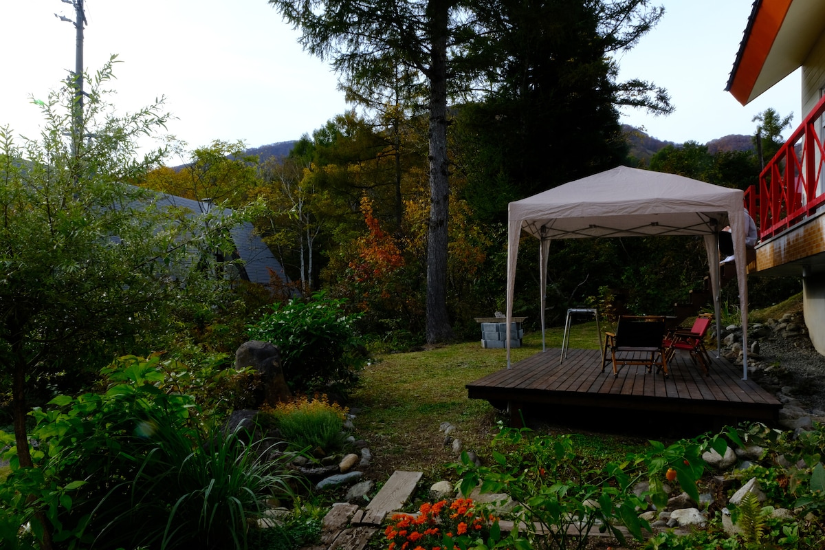 Private lodge with deck, mountain view & fireplace