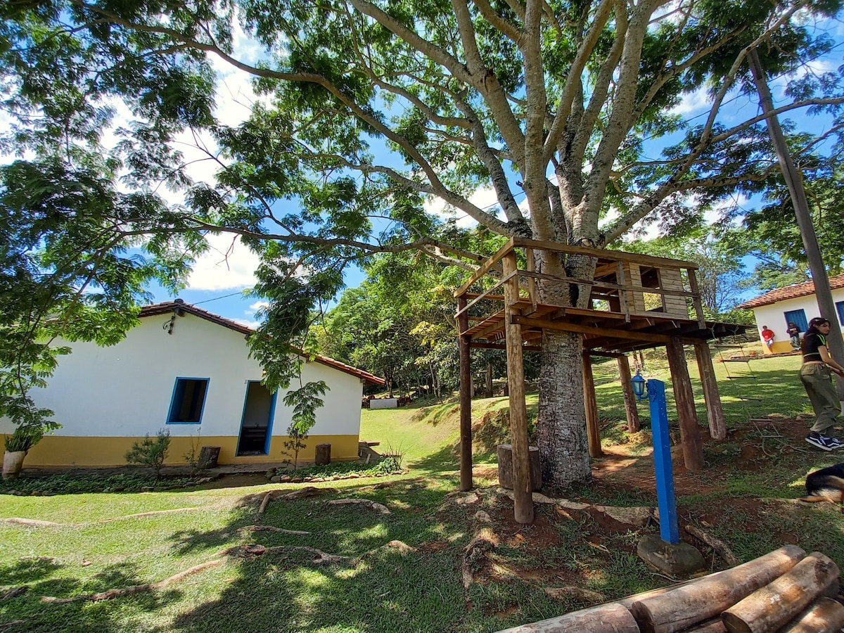 Refúgio na roça c/ simplicidade, fogueira e paz