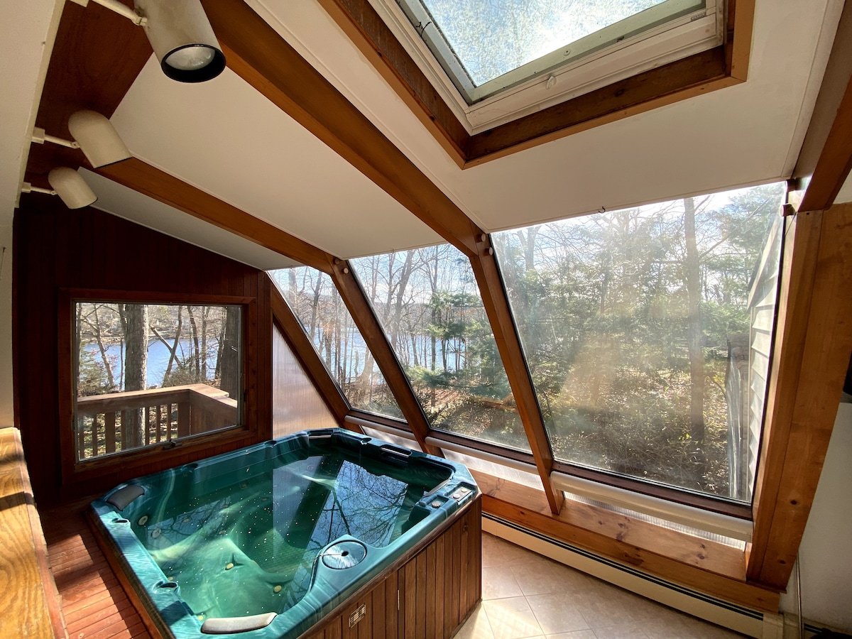 浪漫的湖畔小屋，室内热水浴缸，距离纽约1小时