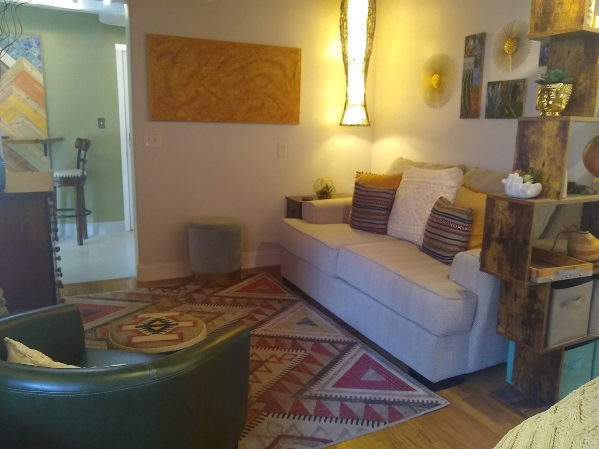 Railyard location, modern Santa Fe charm