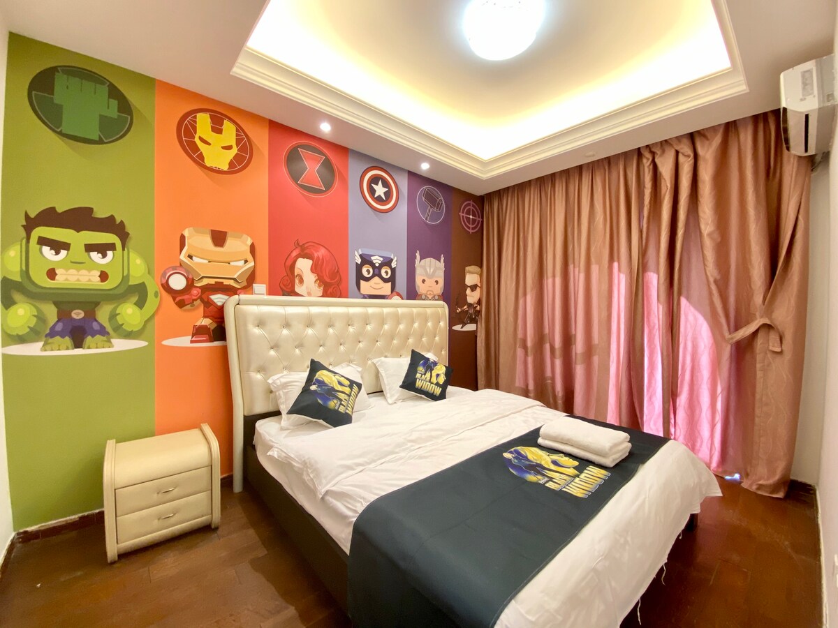 联排漫威动漫主题五房7床轰趴温泉别墅-惠州市民宿