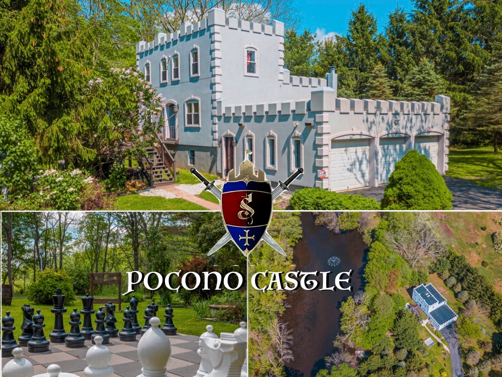 Pocono Castle w/ Private Pond, Boat, Sauna,Hot Tub
