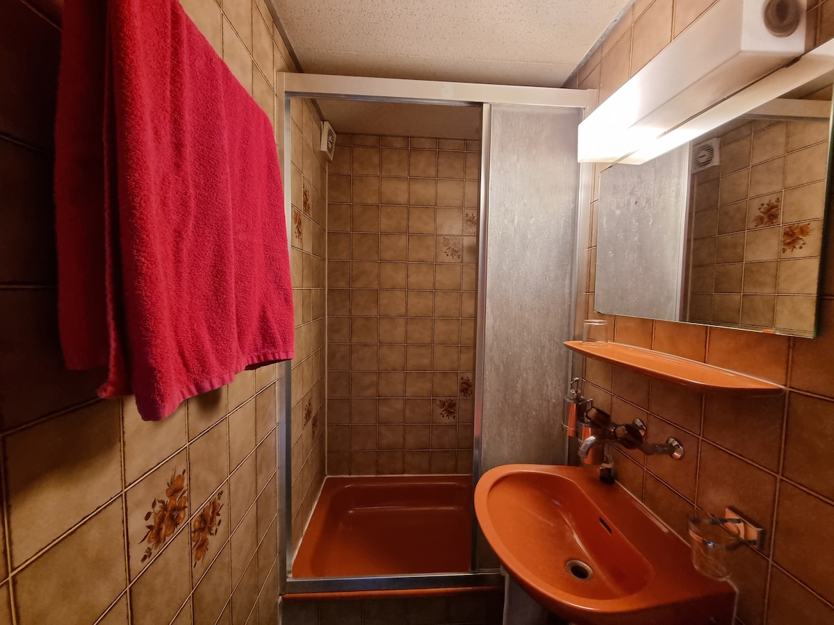 乡村度假木屋中的漂亮房间和浴室