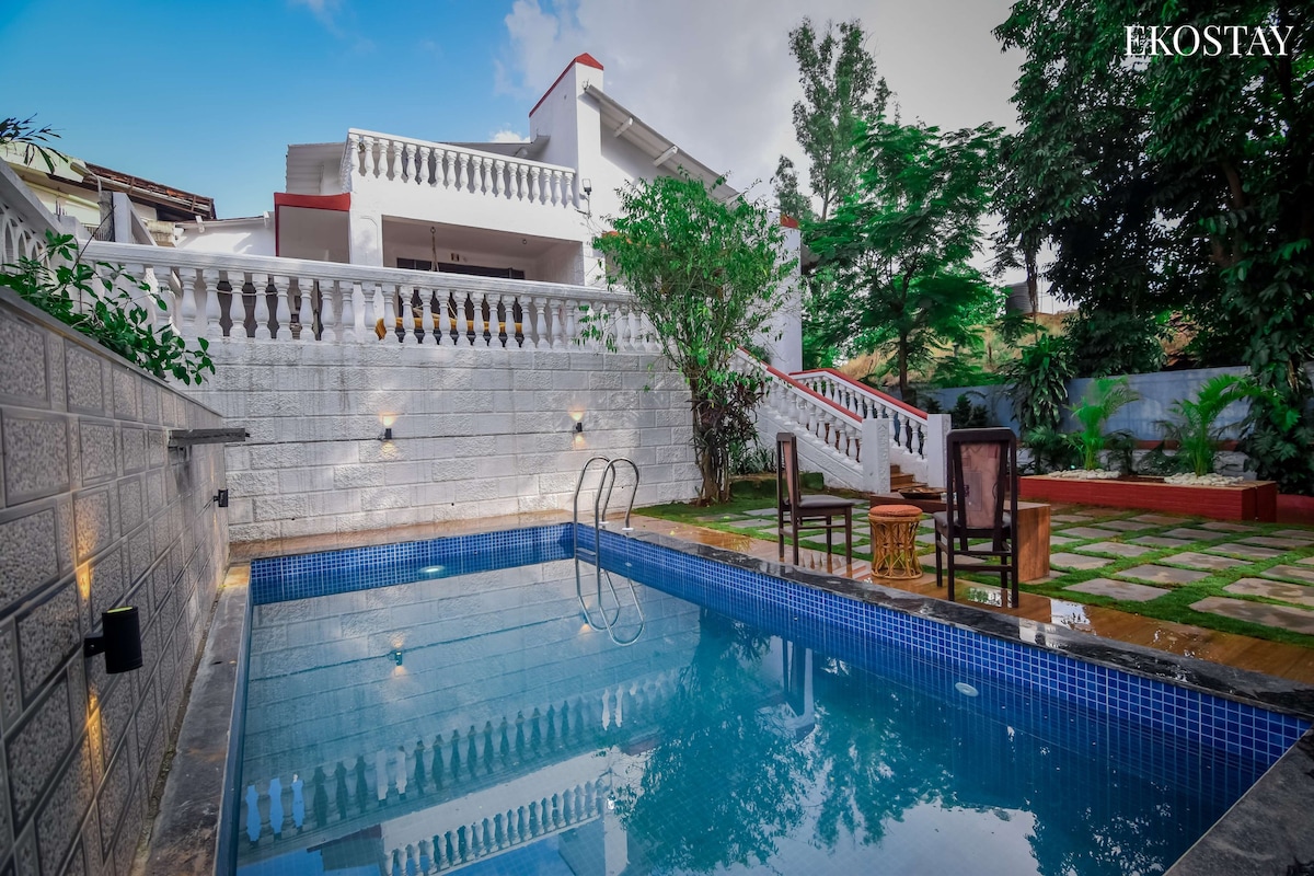 EKOSTAY|3BHK Pvt Pool Blanco Villa  + Volley Ball