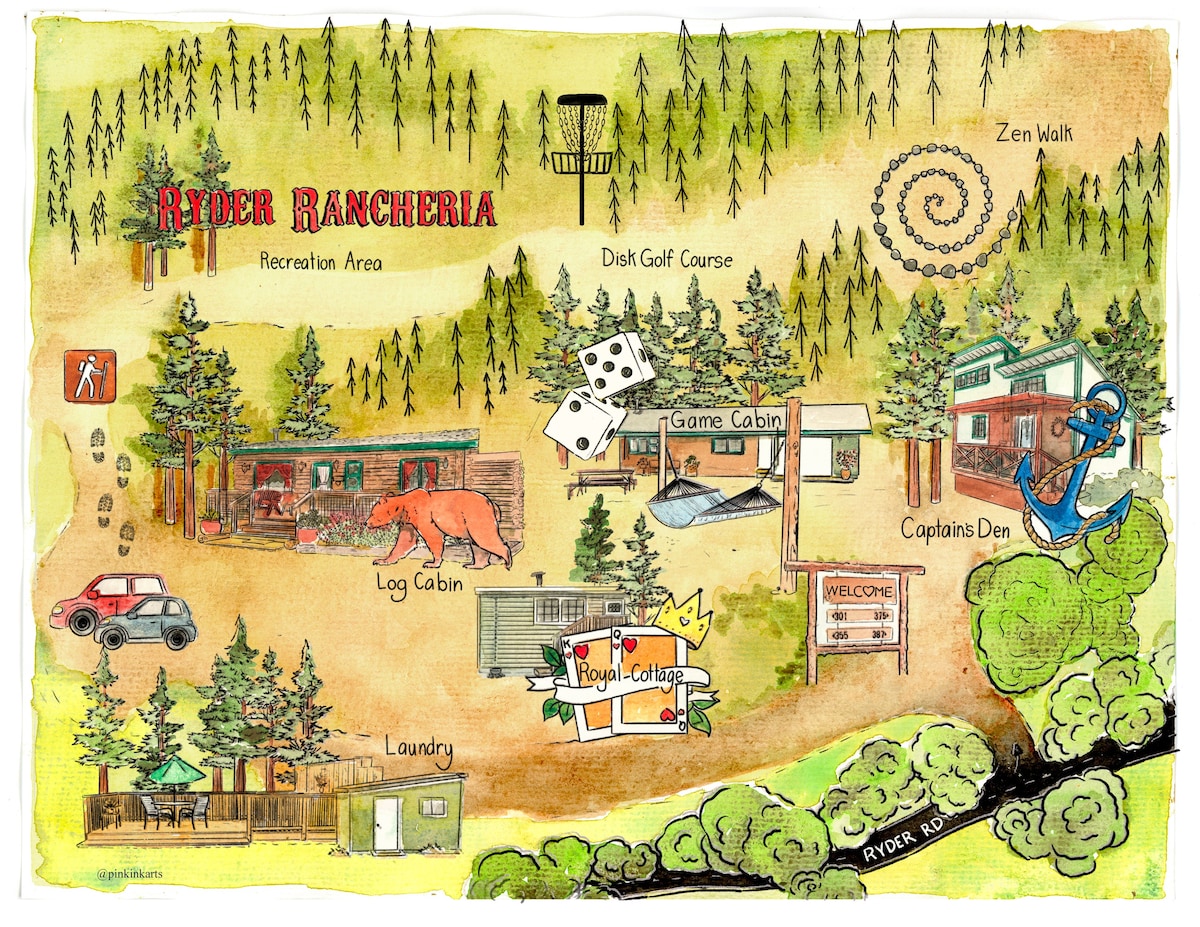 Ryder Rancheria Game Cabin, Hiking, Disc Golf, Fun