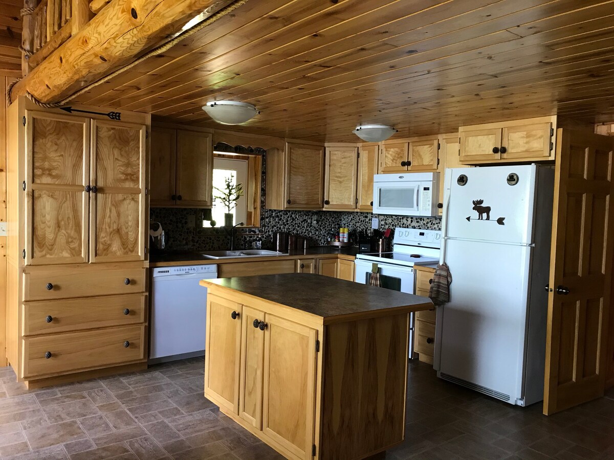 Beautiful lakeside cabin with knotty pine interior