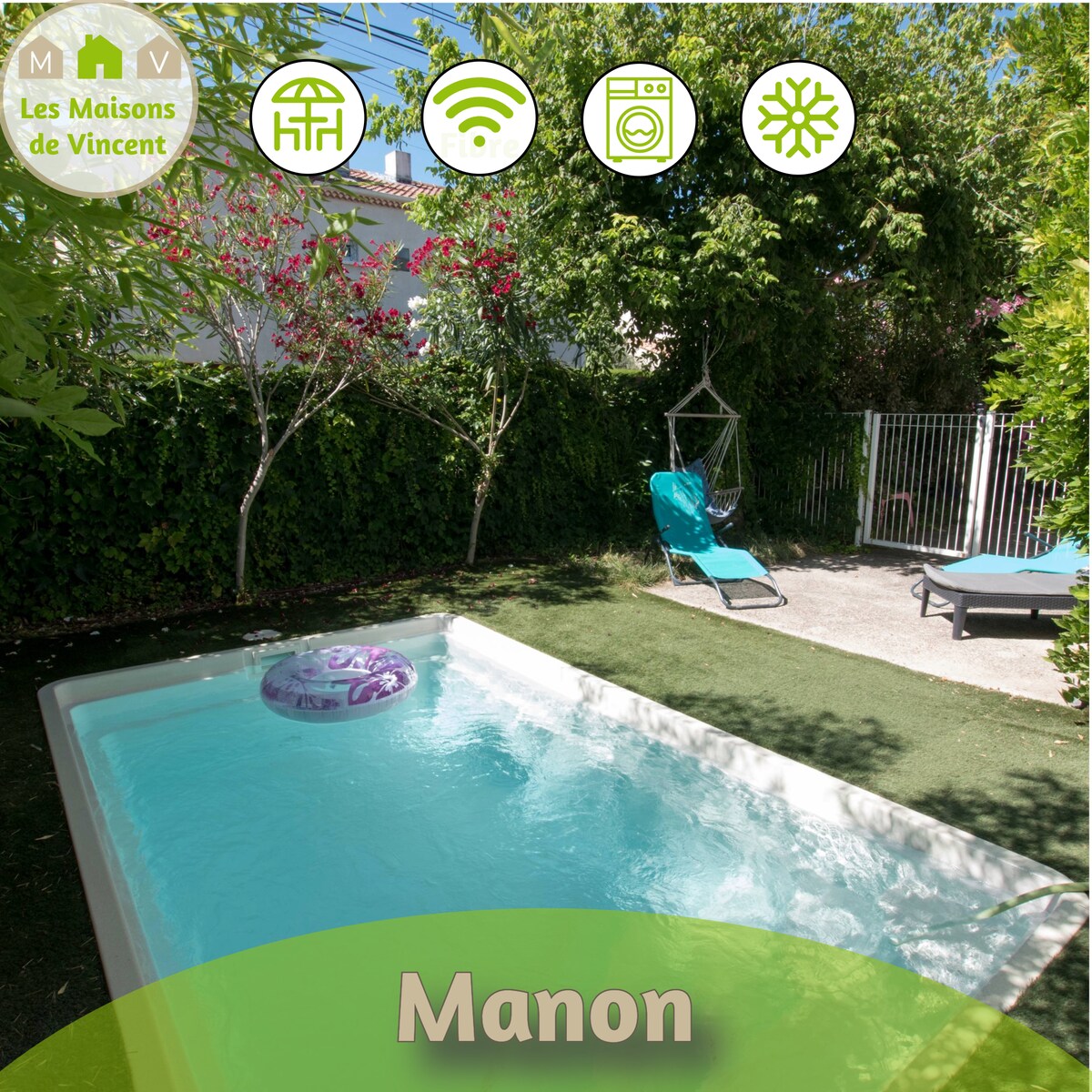Manon -带泳池和全套游戏的房子