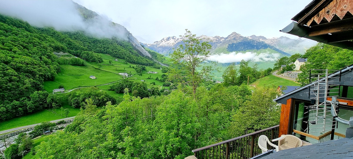 度假木屋-露台-山景-温泉浴