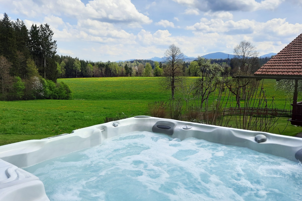 度假屋140平方米-花园里的桑拿房和热水浴缸