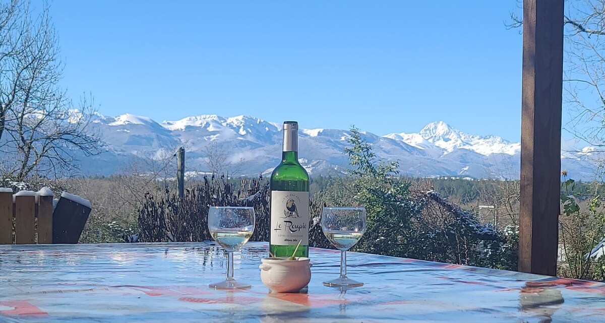 Gite dans les bois avec belle vue sur les Pyrénées