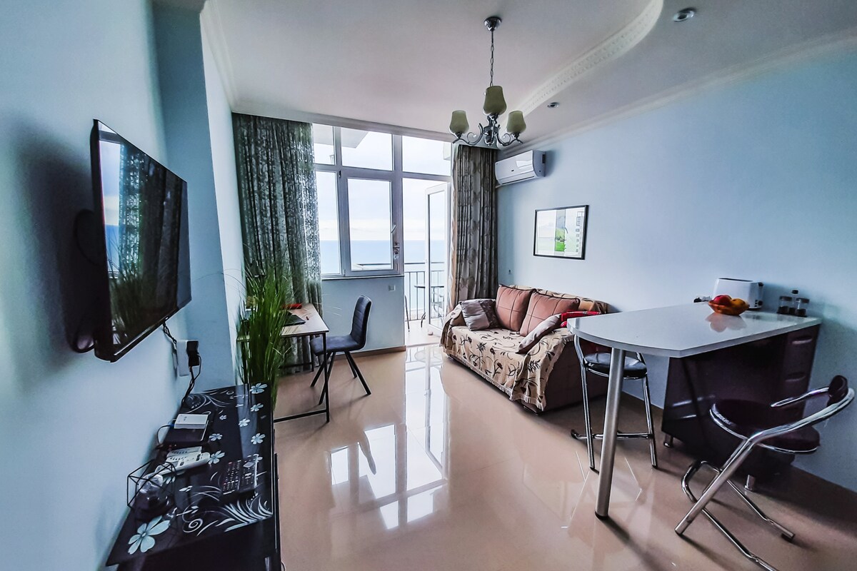 舒适的海滨双卧室公寓，可俯瞰全景