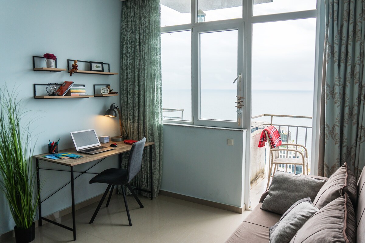 舒适的海滨双卧室公寓，可俯瞰全景