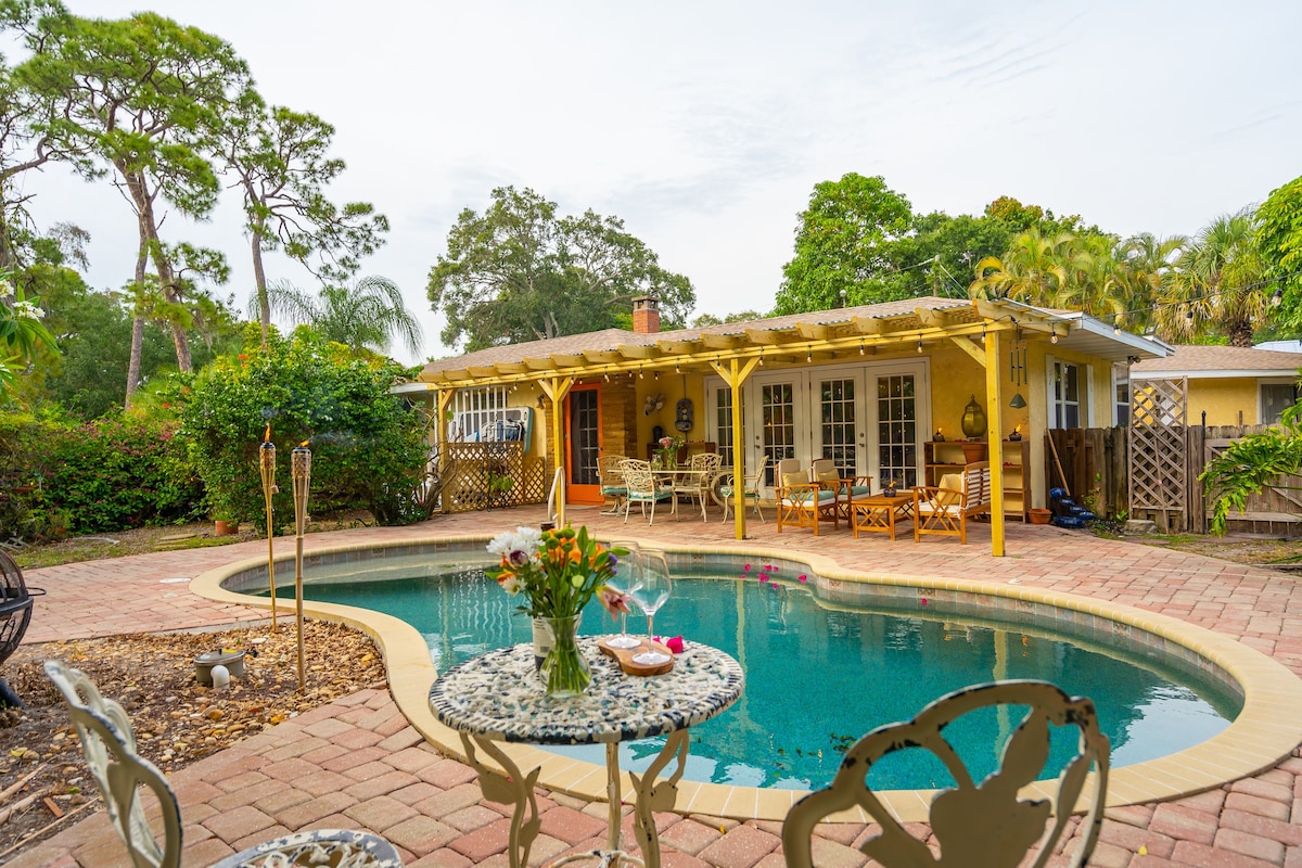 Pool house by the bay