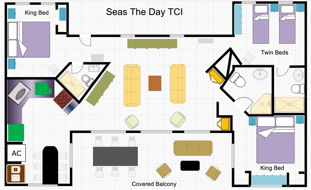 Seas the Day TCI -Sonos、带顶棚的阳台、热水浴缸