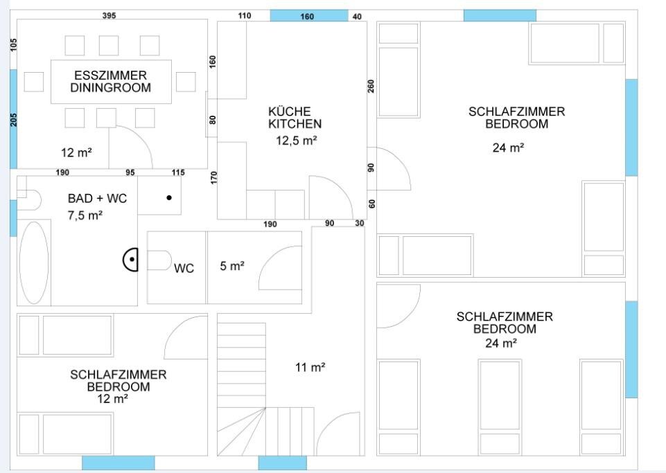 房间24.at - 220平方米， 18张床，厨房，靠近林茨
